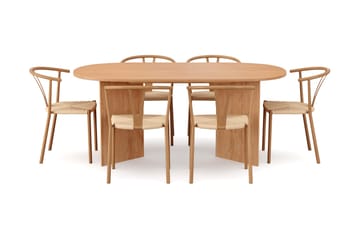 Vera spisegruppe rektangulær 180 cm eik med 6 Elysia spisestoler - Eik - Møbler - Bord - Spisegruppe