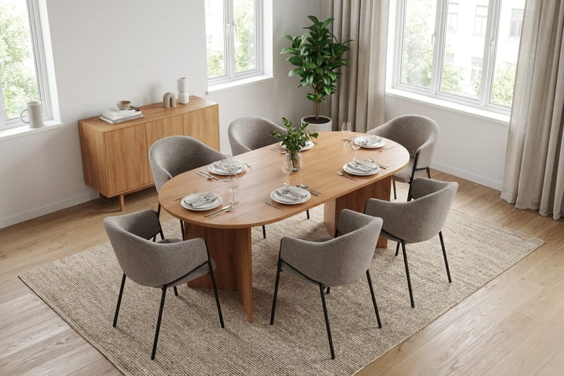 Vera spisegruppe rektangulær 180 cm eik med 6 Filip spisestoler - Eik - Møbler - Bord - Spisegruppe