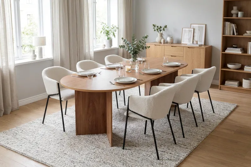 Vera spisegruppe rektangulær 180 cm eik med 6 Filip spisestoler - Eik - Møbler - Bord - Spisegruppe