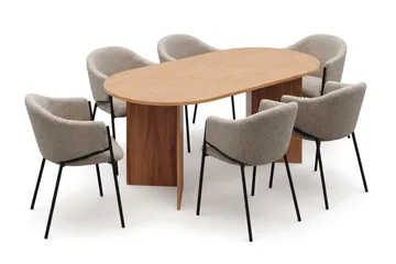 Vera spisegruppe rektangulær 180 cm eik med 6 Filip spisestoler - Eik - Møbler - Bord - Spisegruppe