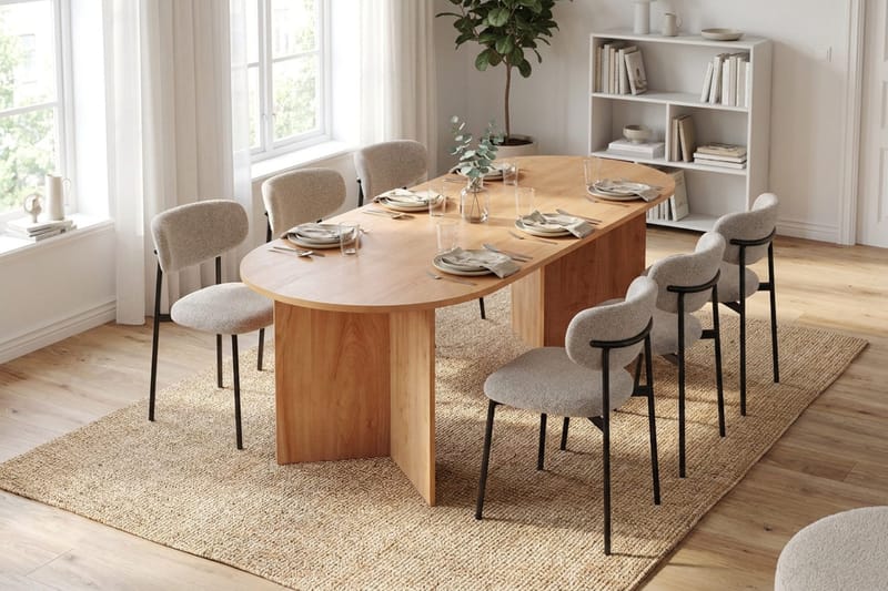 Vera spisegruppe rektangulær 180 cm eik med 6 Lucy spisestoler - Eik - Møbler - Bord - Spisegruppe