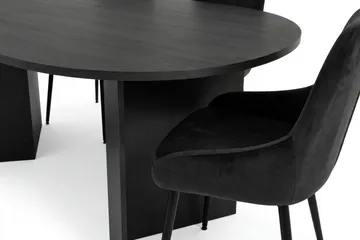 Vera spisegruppe rektangulær 180 cm svart med 6 Alsarp spisestoler - Svart - Møbler - Bord - Spisegruppe