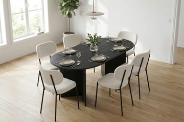 Vera spisegruppe rektangulær 180 cm svart med 6 Gemmiano spisestoler - Svart - Møbler - Bord - Spisegruppe