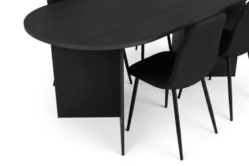 Vera spisegruppe rektangulær 180 cm svart med 6 Nibe spisestoler - Svart - Møbler - Bord - Spisegruppe