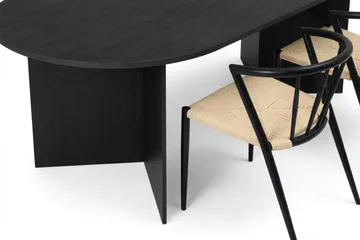 Vera spisegruppe rektangulær 180 cm svart med 6 Winston spisestoler - Svart - Møbler - Bord - Spisegruppe