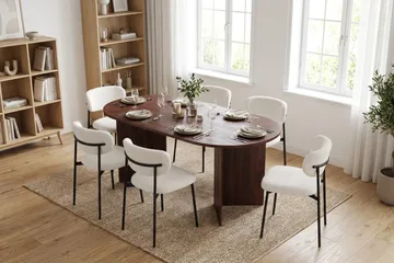 Vera spisegruppe rektangulær 180 cm valnøtt med 6 Lucy spisestoler - Valnøtt - Møbler - Bord - Spisegruppe