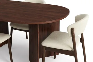 Vera spisegruppe rektangulær 180 cm valnøtt med 6 Nala spisestoler - Valnøtt - Møbler - Bord - Spisegruppe