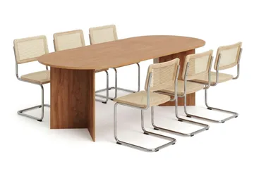 Vera spisegruppe rektangulær 220 cm eik med 6 Build spisestoler - Eik - Møbler - Bord - Spisegruppe