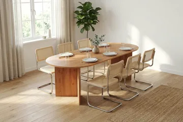 Vera spisegruppe rektangulær 220 cm eik med 6 Build spisestoler - Eik - Møbler - Bord - Spisegruppe