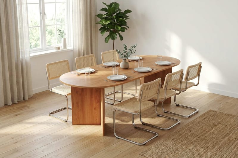 Vera spisegruppe rektangulær 220 cm eik med 6 Build spisestoler - Eik - Møbler - Bord - Spisegruppe