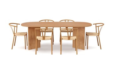 Vera spisegruppe rektangulær 220 cm eik med 6 Elysia spisestoler - Eik - Møbler - Bord - Spisegruppe