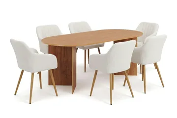 Vera spisegruppe rektangulær 220 cm eik med 6 Filippa spisestoler - Eik - Møbler - Bord - Spisegruppe