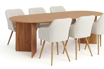 Vera spisegruppe rektangulær 220 cm eik med 6 Filippa spisestoler - Eik - Møbler - Bord - Spisegruppe