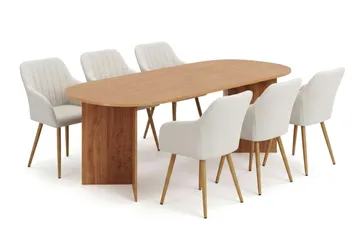 Vera spisegruppe rektangulær 220 cm eik med 6 Filippa spisestoler - Eik - Møbler - Bord - Spisegruppe