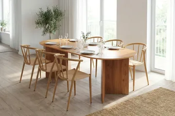 Vera spisegruppe rektangulær 220 cm eik med 6 Winston spisestoler - Eik - Møbler - Bord - Spisegruppe