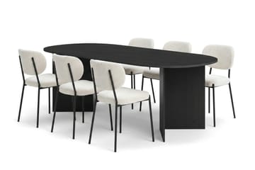 Vera spisegruppe rektangulær 220 cm svart med 6 Gemmiano spisestoler - Svart - Møbler - Bord - Spisegruppe