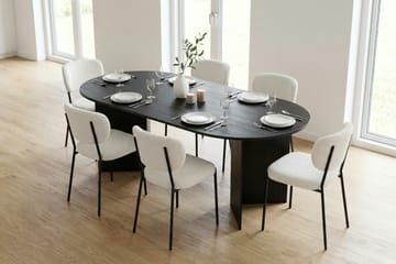 Vera spisegruppe rektangulær 220 cm svart med 6 Gemmiano spisestoler - Svart - Møbler - Bord - Spisegruppe