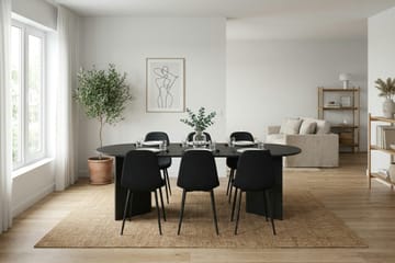 Vera spisegruppe rektangulær 220 cm svart med 6 Nibe spisestoler - Svart - Møbler - Bord - Spisegruppe