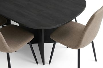 Vera spisegruppe rektangulær 220 cm svart med 6 Nibe spisestoler - Svart - Møbler - Bord - Spisegruppe