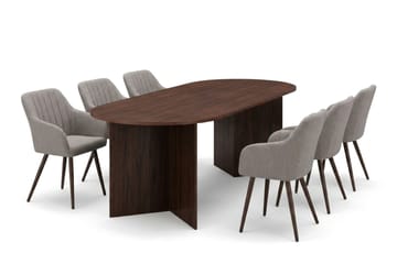 Vera spisegruppe rektangulær 220 cm valnøtt med 6 Filippa spisestoler - Valnøtt - Møbler - Bord - Spisegruppe