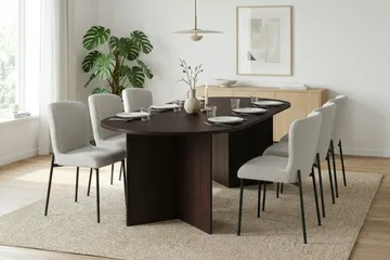 Vera spisegruppe rektangulært 180 cm røkt eik med 6 Elsie spisestoler - Røkt eik/Hvit - Møbler - Bord - Spisegruppe