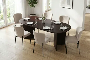 Vera spisegruppe rektangulært 220 cm røkt eik med 6 Elsie spisestoler - Røkt eik/Beige - Møbler - Bord - Spisegruppe