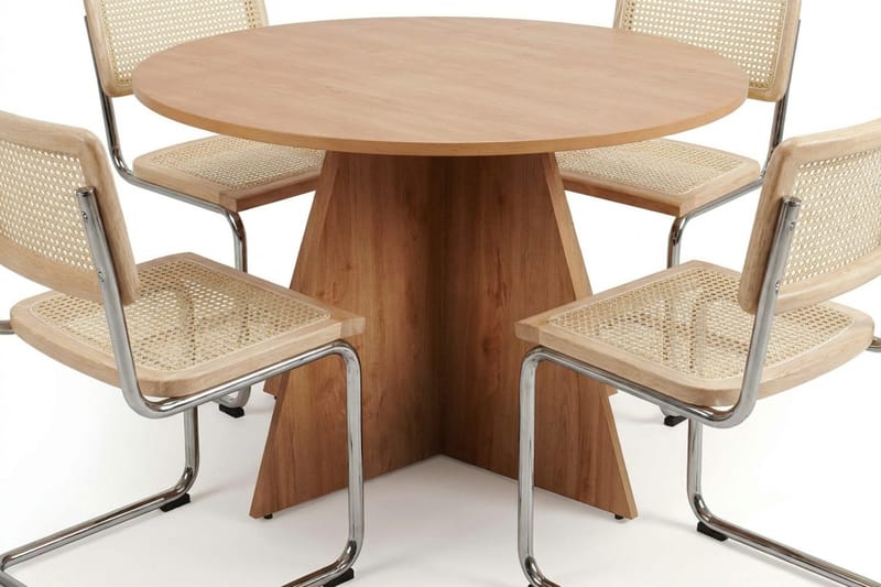 Vera spisegruppe rund 110 cm eik med 4 Build spisestoler - Eik - Møbler - Bord - Spisegruppe