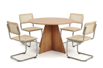 Vera spisegruppe rund 110 cm eik med 4 Build spisestoler - Eik - Møbler - Bord - Spisegruppe