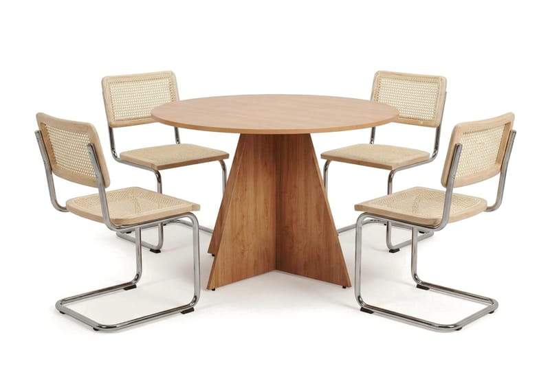 Vera spisegruppe rund 110 cm eik med 4 Build spisestoler, Eik