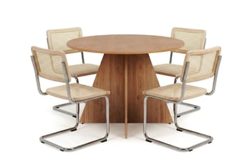 Vera spisegruppe rund 110 cm eik med 4 Build spisestoler - Eik - Møbler - Bord - Spisegruppe