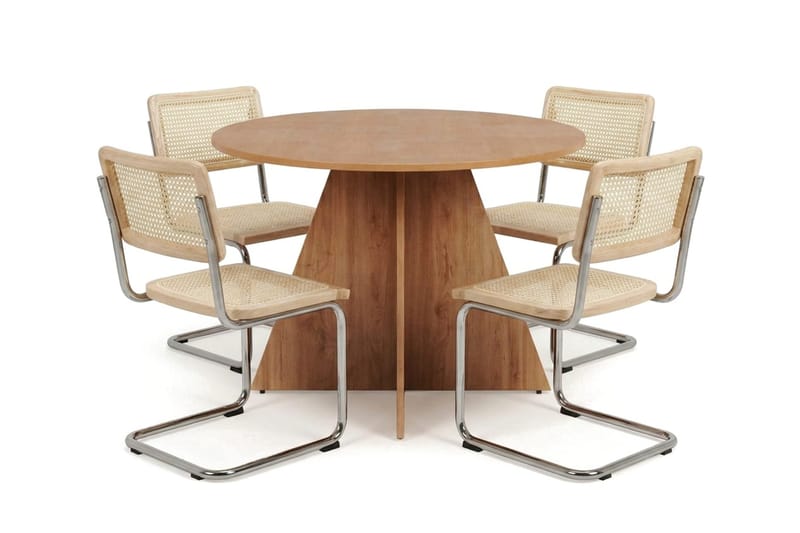 Vera spisegruppe rund 110 cm eik med 4 Build spisestoler - Eik - Møbler - Bord - Spisegruppe