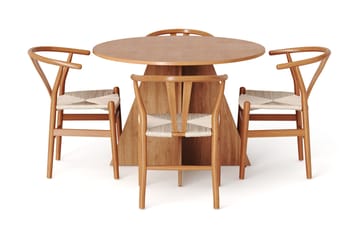 Vera spisegruppe rund 110 cm eik med 4 Dastoori spisestoler - Eik - Møbler - Bord - Spisegruppe