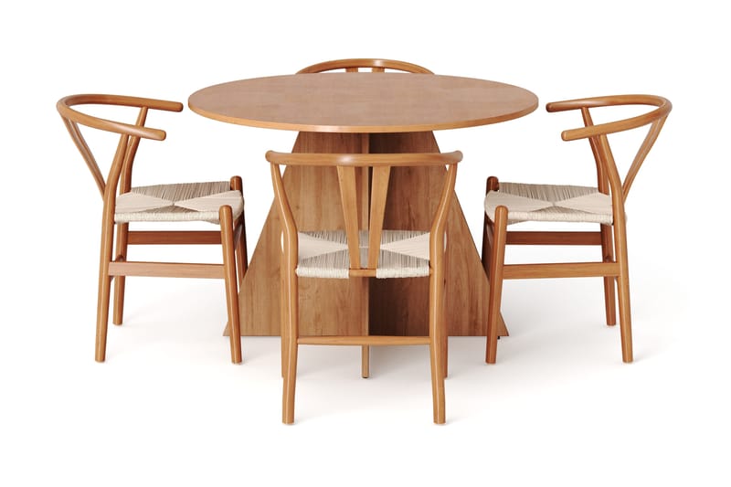 Vera spisegruppe rund 110 cm eik med 4 Dastoori spisestoler - Eik - Møbler - Bord - Spisegruppe