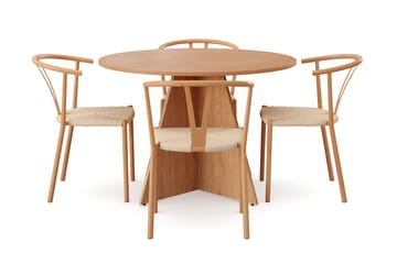 Vera spisegruppe rund 110 cm eik med 4 Elysia spisestoler - Eik - Møbler - Bord - Spisegruppe