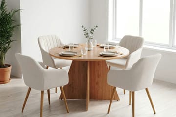 Vera spisegruppe rund 110 cm eik med 4 Filippa spisestoler - Eik - Møbler - Bord - Spisegruppe
