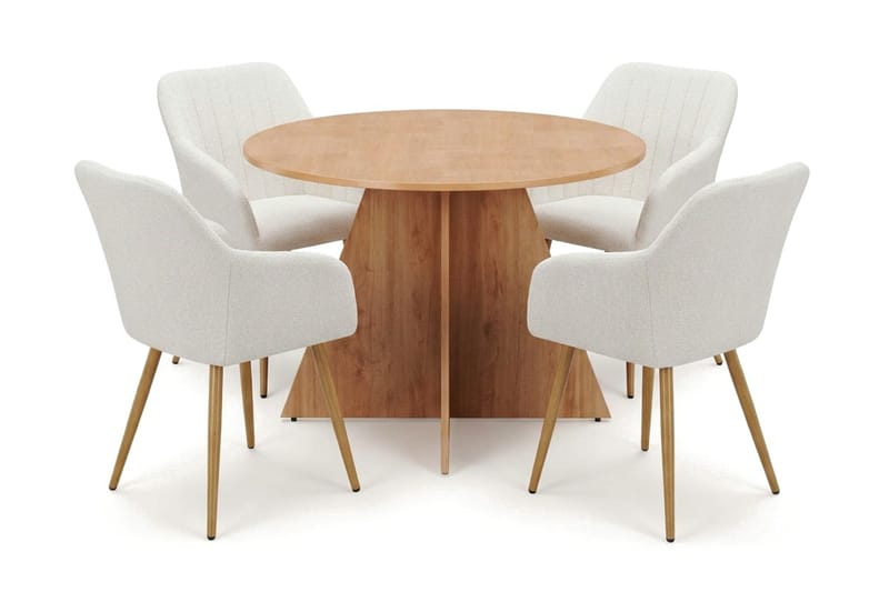 Vera spisegruppe rund 110 cm eik med 4 Filippa spisestoler - Eik - Møbler - Bord - Spisegruppe
