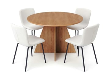 Vera spisegruppe rund 110 cm eik med 4 Katy spisestoler - Eik - Møbler - Bord - Spisegruppe