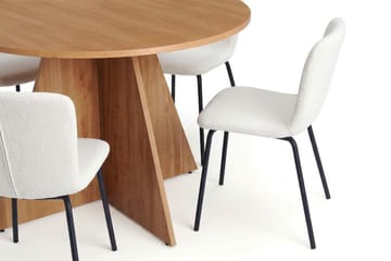 Vera spisegruppe rund 110 cm eik med 4 Katy spisestoler - Eik - Møbler - Bord - Spisegruppe