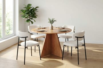Vera spisegruppe rund 110 cm eik med 4 Lucy spisestoler - Eik - Møbler - Bord - Spisegruppe