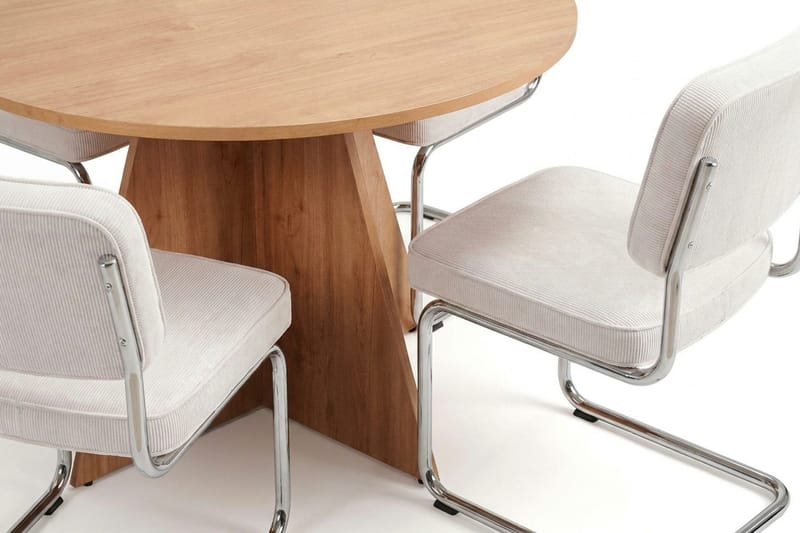 Vera spisegruppe rund 110 cm eik med 4 Milva spisestoler - Eik - Møbler - Bord - Spisegruppe