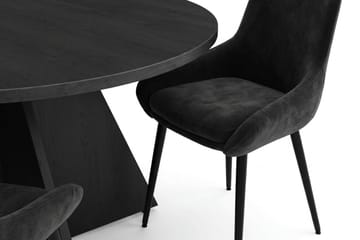 Vera spisegruppe rund 110 cm svart med 4 Alsarp spisestoler - Svart - Møbler - Bord - Spisegruppe