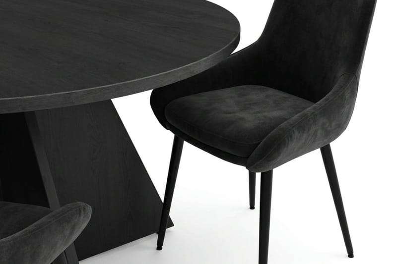 Vera spisegruppe rund 110 cm svart med 4 Alsarp spisestoler - Svart - Møbler - Bord - Spisegruppe
