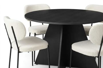 Vera spisegruppe rund 110 cm svart med 4 Gemmiano spisestoler - Svart - Møbler - Bord - Spisegruppe