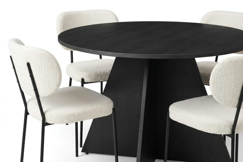 Vera spisegruppe rund 110 cm svart med 4 Gemmiano spisestoler - Svart - Møbler - Bord - Spisegruppe