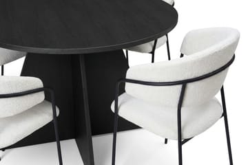 Vera spisegruppe rund 110 cm svart med 4 Karol spisestoler - Svart - Møbler - Bord - Spisegruppe