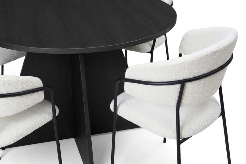 Vera spisegruppe rund 110 cm svart med 4 Karol spisestoler - Svart - Møbler - Bord - Spisegruppe