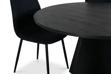 Vera spisegruppe rund 110 cm svart med 4 Nibe spisestoler - Svart - Møbler - Bord - Spisegruppe