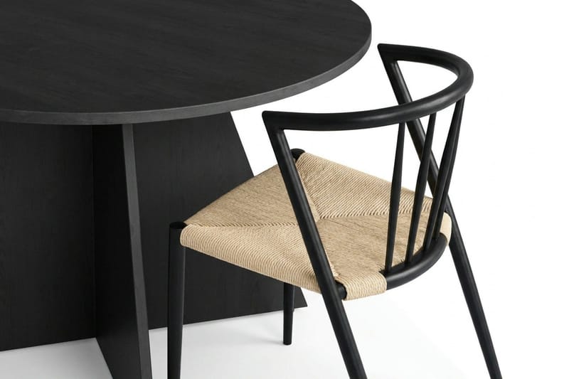 Vera spisegruppe rund 110 cm svart med 4 Winston spisestoler - Svart - Møbler - Bord - Spisegruppe