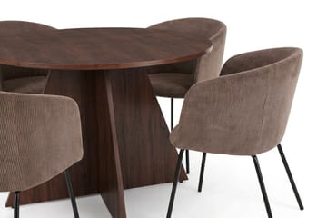 Vera spisegruppe rund 110 cm valnøtt med 4 Berit spisestoler - Valnøtt - Møbler - Bord - Spisegruppe