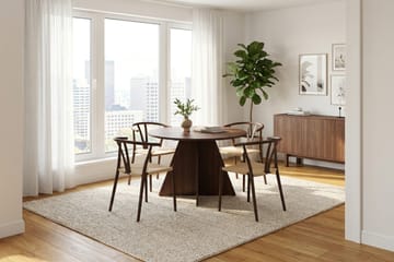 Vera spisegruppe rund 110 cm valnøtt med 4 Elysia spisestoler - Valnøtt - Møbler - Bord - Spisegruppe